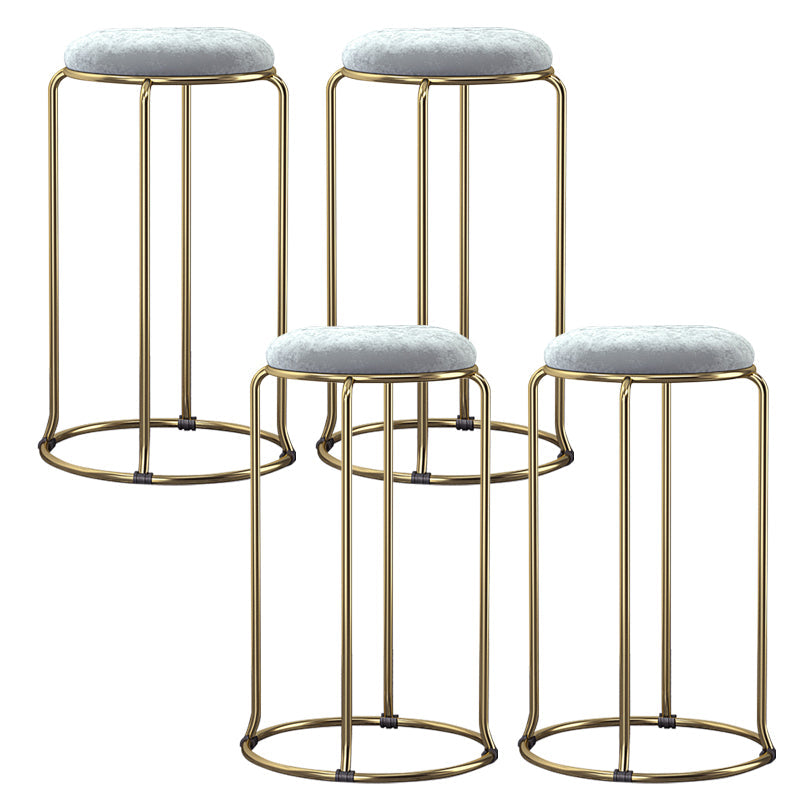Glam Style Backless Barstool Round Counter Bar Stool with Metal Legs Light Gray 4 Piece Set Clearhalo 'Bar Furniture' 'Bar Stools' 'bar_stools' 'furn' 'furn_bar_stools' 'Furniture' 'Kitchen & Dining Furniture' 6832719