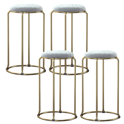 Glam Style Backless Barstool Round Counter Bar Stool with Metal Legs Light Gray 4 Piece Set Clearhalo 'Bar Furniture' 'Bar Stools' 'bar_stools' 'furn' 'furn_bar_stools' 'Furniture' 'Kitchen & Dining Furniture' 6832719
