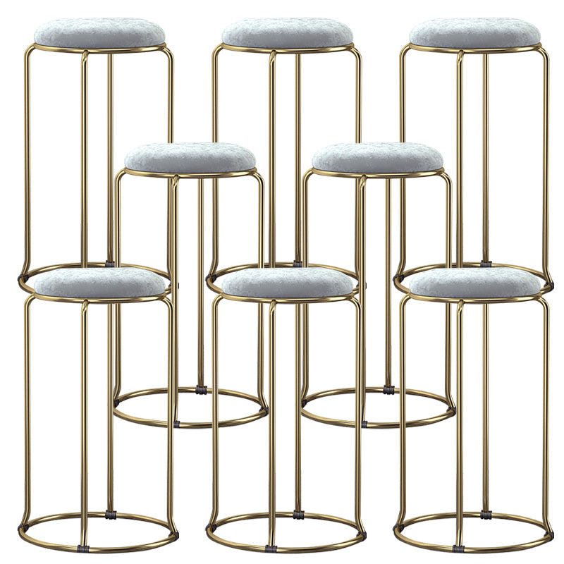 Glam Style Backless Barstool Round Counter Bar Stool with Metal Legs Light Gray 8 Piece Set Clearhalo 'Bar Furniture' 'Bar Stools' 'bar_stools' 'furn' 'furn_bar_stools' 'Furniture' 'Kitchen & Dining Furniture' 6832720