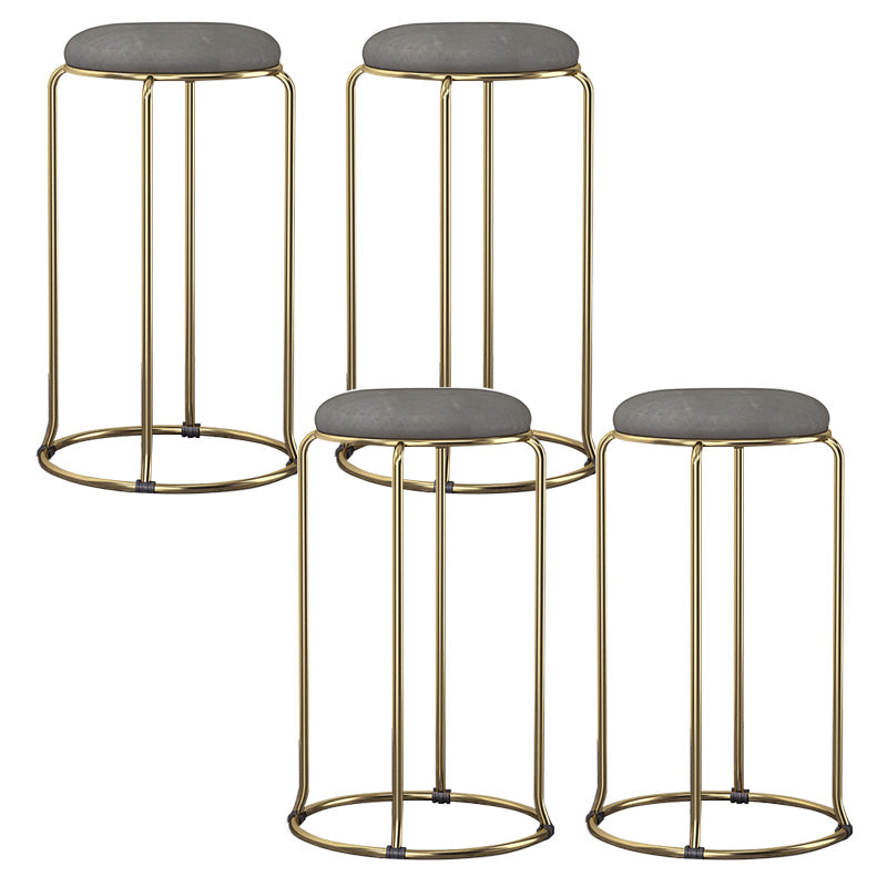 Glam Style Backless Barstool Round Counter Bar Stool with Metal Legs Dark Gray 4 Piece Set Clearhalo 'Bar Furniture' 'Bar Stools' 'bar_stools' 'furn' 'furn_bar_stools' 'Furniture' 'Kitchen & Dining Furniture' 6832721