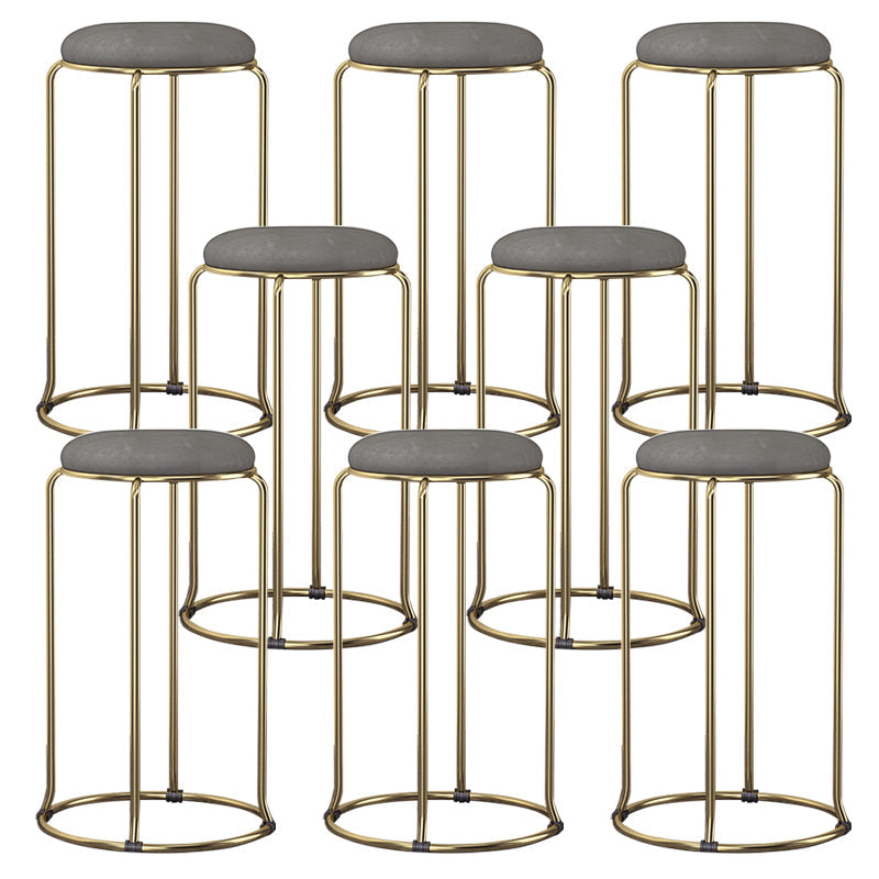 Glam Style Backless Barstool Round Counter Bar Stool with Metal Legs Dark Gray 8 Piece Set Clearhalo 'Bar Furniture' 'Bar Stools' 'bar_stools' 'furn' 'furn_bar_stools' 'Furniture' 'Kitchen & Dining Furniture' 6832722