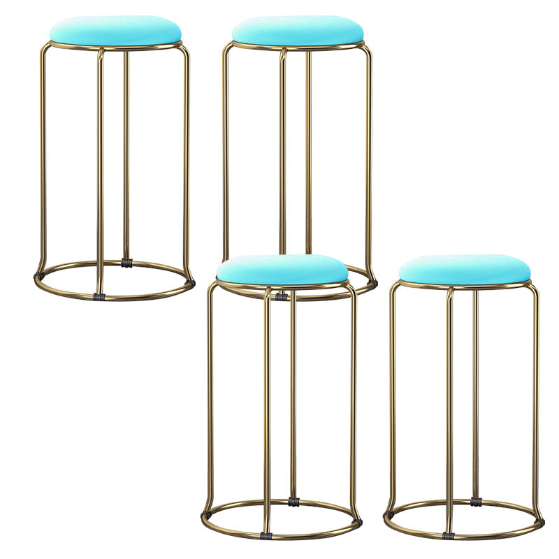 Glam Style Backless Barstool Round Counter Bar Stool with Metal Legs Blue 4 Piece Set Clearhalo 'Bar Furniture' 'Bar Stools' 'bar_stools' 'furn' 'furn_bar_stools' 'Furniture' 'Kitchen & Dining Furniture' 6832723