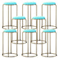Glam Style Backless Barstool Round Counter Bar Stool with Metal Legs Blue 8 Piece Set Clearhalo 'Bar Furniture' 'Bar Stools' 'bar_stools' 'furn' 'furn_bar_stools' 'Furniture' 'Kitchen & Dining Furniture' 6832724