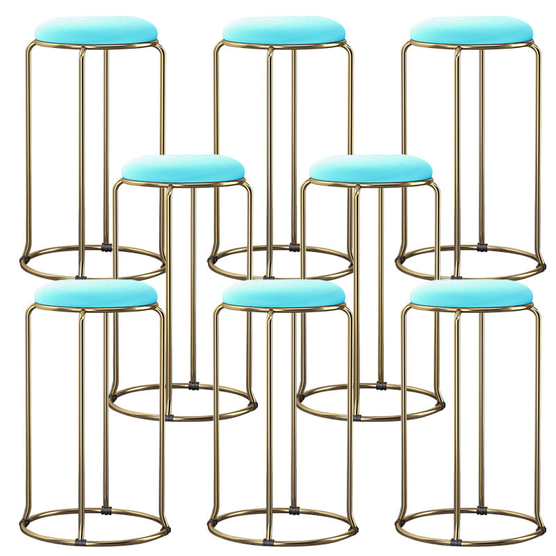 Glam Style Backless Barstool Round Counter Bar Stool with Metal Legs Blue 8 Piece Set Clearhalo 'Bar Furniture' 'Bar Stools' 'bar_stools' 'furn' 'furn_bar_stools' 'Furniture' 'Kitchen & Dining Furniture' 6832724