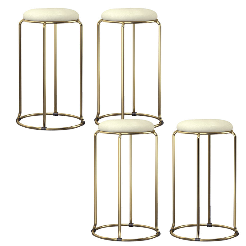 Glam Style Backless Barstool Round Counter Bar Stool with Metal Legs Gray-White 4 Piece Set Clearhalo 'Bar Furniture' 'Bar Stools' 'bar_stools' 'furn' 'furn_bar_stools' 'Furniture' 'Kitchen & Dining Furniture' 6832725