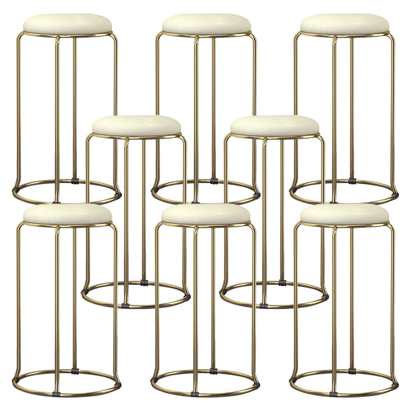 Glam Style Backless Barstool Round Counter Bar Stool with Metal Legs Gray-White 8 Piece Set Clearhalo 'Bar Furniture' 'Bar Stools' 'bar_stools' 'furn' 'furn_bar_stools' 'Furniture' 'Kitchen & Dining Furniture' 6832726