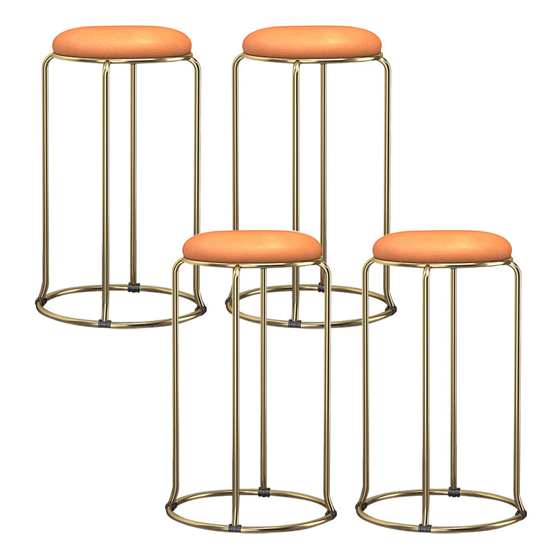 Glam Style Backless Barstool Round Counter Bar Stool with Metal Legs Orange 4 Piece Set Clearhalo 'Bar Furniture' 'Bar Stools' 'bar_stools' 'furn' 'furn_bar_stools' 'Furniture' 'Kitchen & Dining Furniture' 6832727
