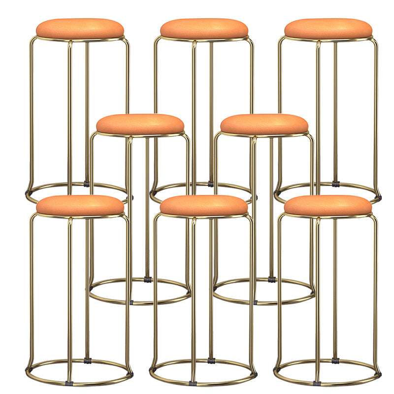 Glam Style Backless Barstool Round Counter Bar Stool with Metal Legs Orange 8 Piece Set Clearhalo 'Bar Furniture' 'Bar Stools' 'bar_stools' 'furn' 'furn_bar_stools' 'Furniture' 'Kitchen & Dining Furniture' 6832728