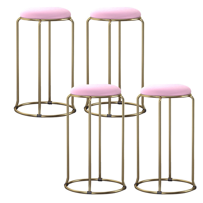 Glam Style Backless Barstool Round Counter Bar Stool with Metal Legs Pink 4 Piece Set Clearhalo 'Bar Furniture' 'Bar Stools' 'bar_stools' 'furn' 'furn_bar_stools' 'Furniture' 'Kitchen & Dining Furniture' 6832729