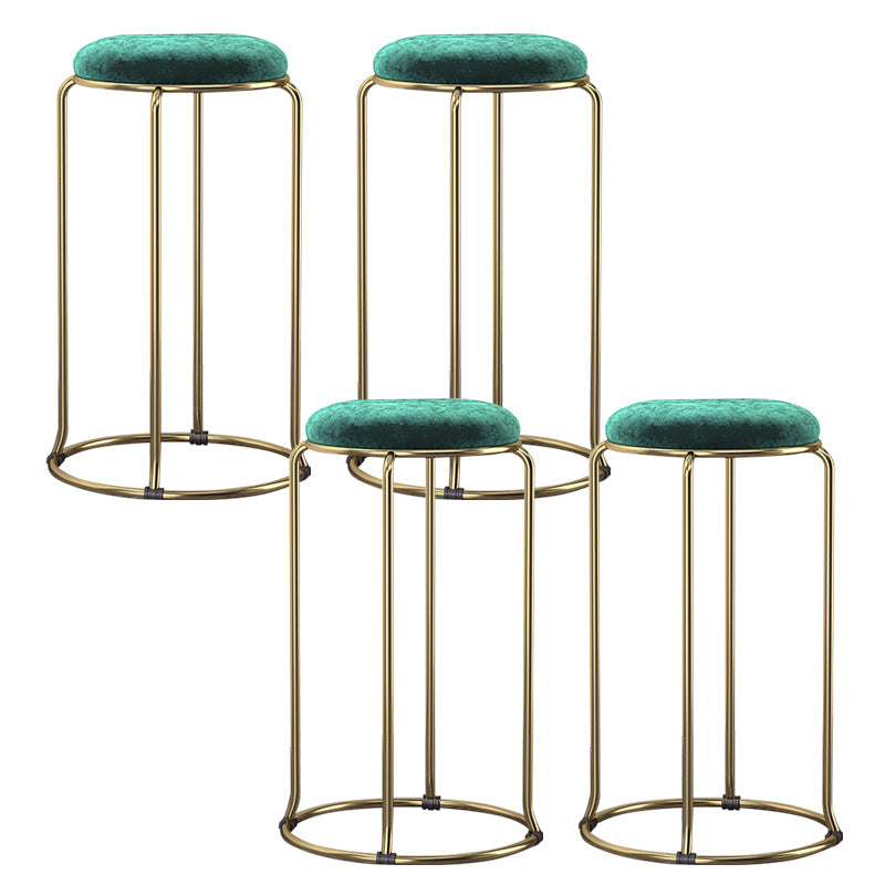Glam Style Backless Barstool Round Counter Bar Stool with Metal Legs Blackish Green 4 Piece Set Clearhalo 'Bar Furniture' 'Bar Stools' 'bar_stools' 'furn' 'furn_bar_stools' 'Furniture' 'Kitchen & Dining Furniture' 6832731