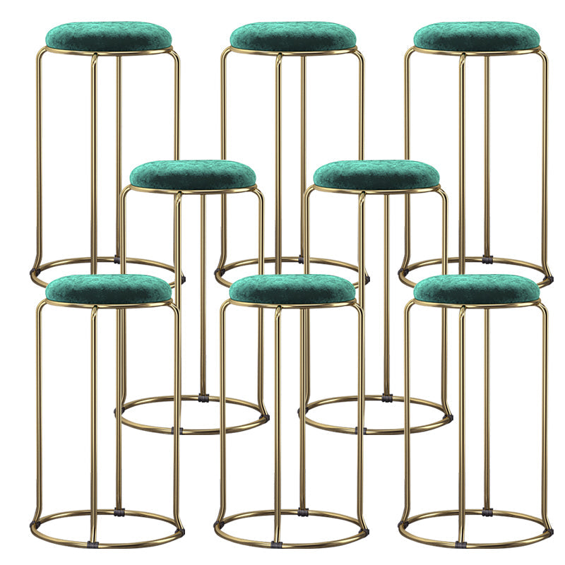 Glam Style Backless Barstool Round Counter Bar Stool with Metal Legs Blackish Green 8 Piece Set Clearhalo 'Bar Furniture' 'Bar Stools' 'bar_stools' 'furn' 'furn_bar_stools' 'Furniture' 'Kitchen & Dining Furniture' 6832732