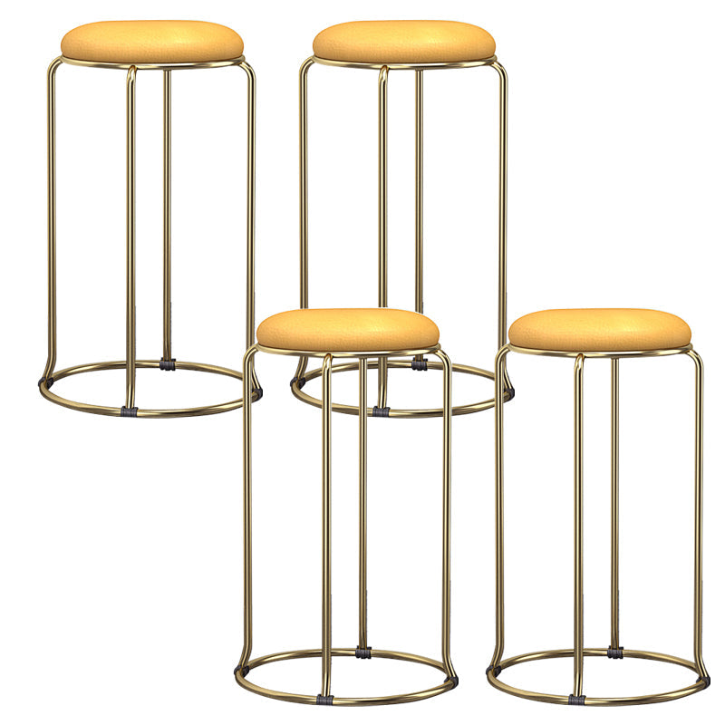 Glam Style Backless Barstool Round Counter Bar Stool with Metal Legs Yellow 4 Piece Set Clearhalo 'Bar Furniture' 'Bar Stools' 'bar_stools' 'furn' 'furn_bar_stools' 'Furniture' 'Kitchen & Dining Furniture' 6832733