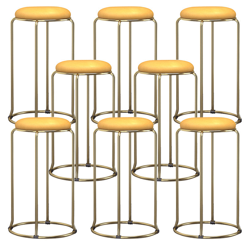 Glam Style Backless Barstool Round Counter Bar Stool with Metal Legs Yellow 8 Piece Set Clearhalo 'Bar Furniture' 'Bar Stools' 'bar_stools' 'furn' 'furn_bar_stools' 'Furniture' 'Kitchen & Dining Furniture' 6832734