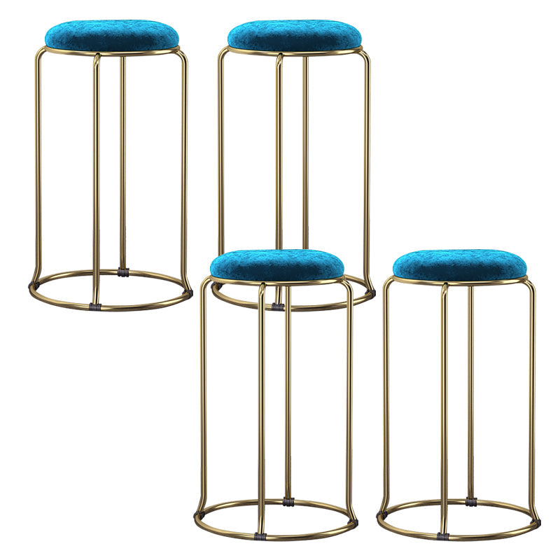Glam Style Backless Barstool Round Counter Bar Stool with Metal Legs Royal Blue 4 Piece Set Clearhalo 'Bar Furniture' 'Bar Stools' 'bar_stools' 'furn' 'furn_bar_stools' 'Furniture' 'Kitchen & Dining Furniture' 6832735