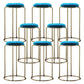 Glam Style Backless Barstool Round Counter Bar Stool with Metal Legs Royal Blue 8 Piece Set Clearhalo 'Bar Furniture' 'Bar Stools' 'bar_stools' 'furn' 'furn_bar_stools' 'Furniture' 'Kitchen & Dining Furniture' 6832736