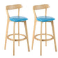 Industrial Backrest Armless Counter Stool Rubber Wood Bar Stool with Cushion for Cafe Light Blue 2 Piece Set Clearhalo 'Bar Furniture' 'Bar Stools' 'bar_stools' 'furn' 'furn_bar_stools' 'Furniture' 'Kitchen & Dining Furniture' 6832739