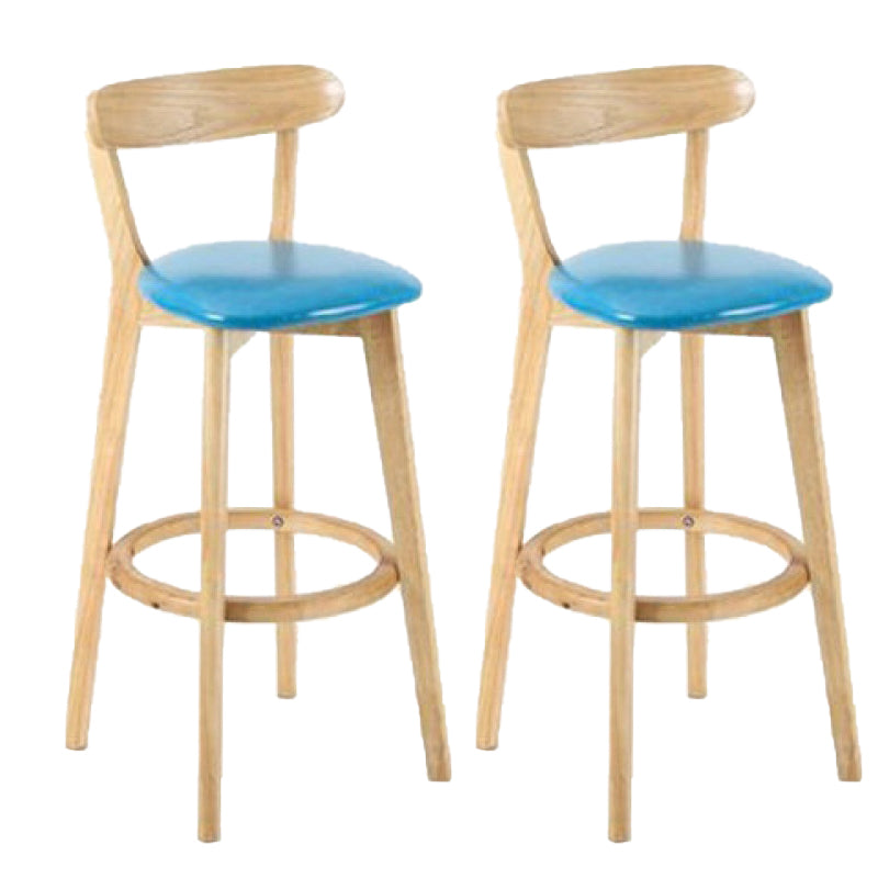 Industrial Backrest Armless Counter Stool Rubber Wood Bar Stool with Cushion for Cafe Light Blue 2 Piece Set Clearhalo 'Bar Furniture' 'Bar Stools' 'bar_stools' 'furn' 'furn_bar_stools' 'Furniture' 'Kitchen & Dining Furniture' 6832739