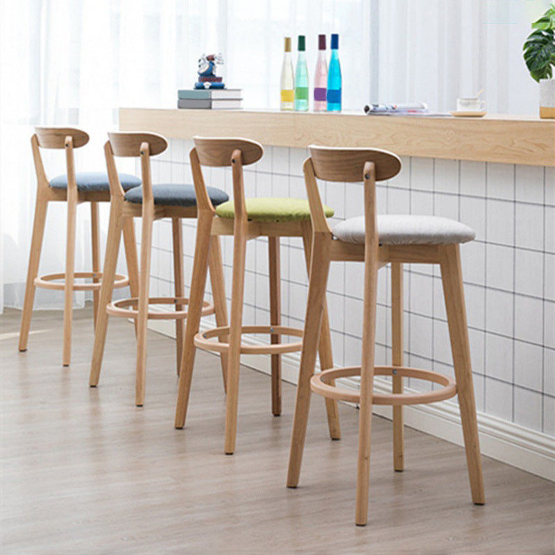 Industrial Backrest Armless Counter Stool Rubber Wood Bar Stool with Cushion for Cafe Clearhalo 'Bar Furniture' 'Bar Stools' 'bar_stools' 'furn' 'furn_bar_stools' 'Furniture' 'Kitchen & Dining Furniture' 6832740