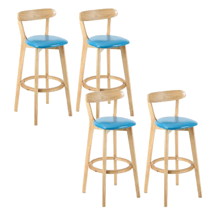 Industrial Backrest Armless Counter Stool Rubber Wood Bar Stool with Cushion for Cafe Light Blue 4 Piece Set Clearhalo 'Bar Furniture' 'Bar Stools' 'bar_stools' 'furn' 'furn_bar_stools' 'Furniture' 'Kitchen & Dining Furniture' 6832741