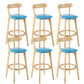 Industrial Backrest Armless Counter Stool Rubber Wood Bar Stool with Cushion for Cafe Light Blue 6 Piece Set Clearhalo 'Bar Furniture' 'Bar Stools' 'bar_stools' 'furn' 'furn_bar_stools' 'Furniture' 'Kitchen & Dining Furniture' 6832743