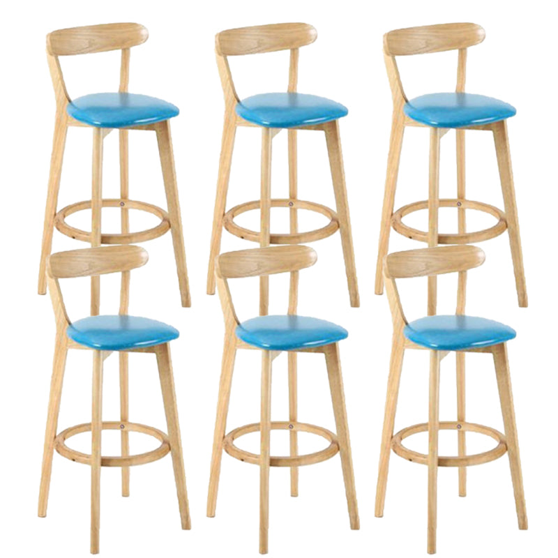 Industrial Backrest Armless Counter Stool Rubber Wood Bar Stool with Cushion for Cafe Light Blue 6 Piece Set Clearhalo 'Bar Furniture' 'Bar Stools' 'bar_stools' 'furn' 'furn_bar_stools' 'Furniture' 'Kitchen & Dining Furniture' 6832743