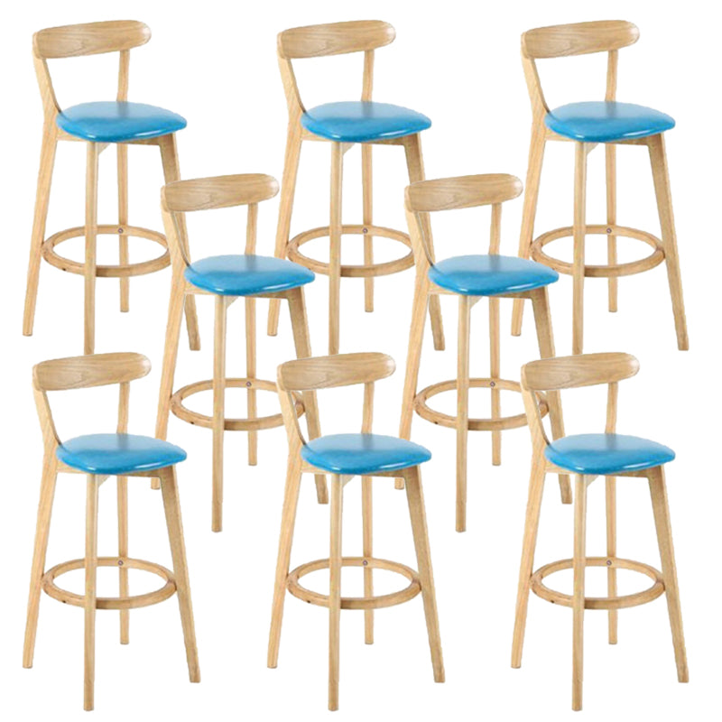 Industrial Backrest Armless Counter Stool Rubber Wood Bar Stool with Cushion for Cafe Light Blue 8 Piece Set Clearhalo 'Bar Furniture' 'Bar Stools' 'bar_stools' 'furn' 'furn_bar_stools' 'Furniture' 'Kitchen & Dining Furniture' 6832745