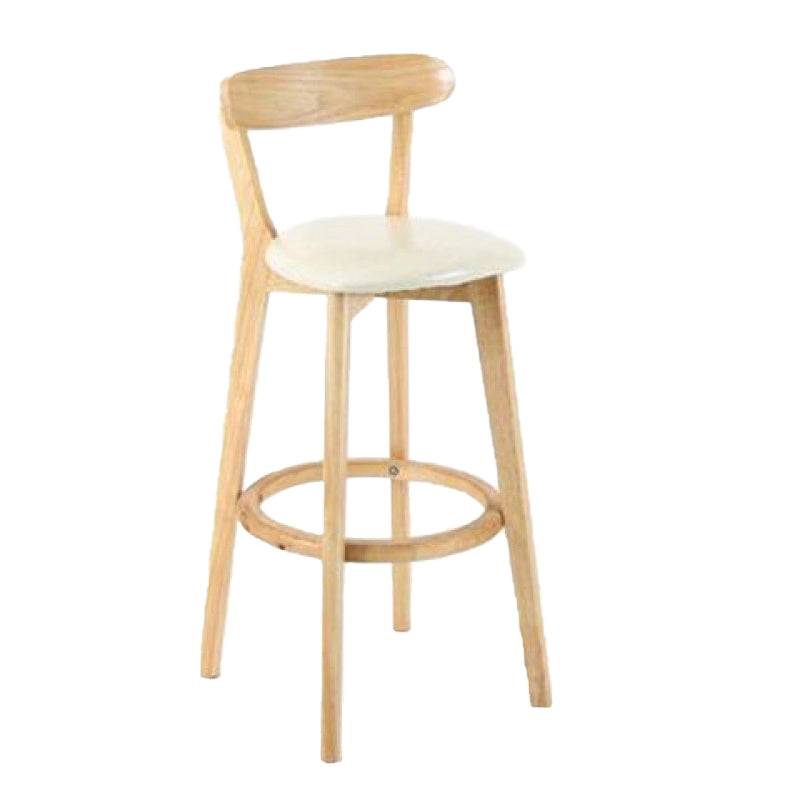 Industrial Backrest Armless Counter Stool Rubber Wood Bar Stool with Cushion for Cafe Off-White 1 Piece Clearhalo 'Bar Furniture' 'Bar Stools' 'bar_stools' 'furn' 'furn_bar_stools' 'Furniture' 'Kitchen & Dining Furniture' 6832746