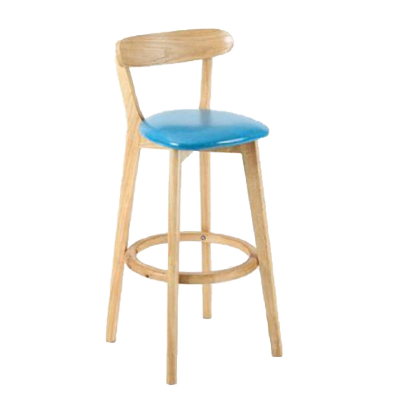 Industrial Backrest Armless Counter Stool Rubber Wood Bar Stool with Cushion for Cafe Light Blue 1 Piece Clearhalo 'Bar Furniture' 'Bar Stools' 'bar_stools' 'furn' 'furn_bar_stools' 'Furniture' 'Kitchen & Dining Furniture' 6832747