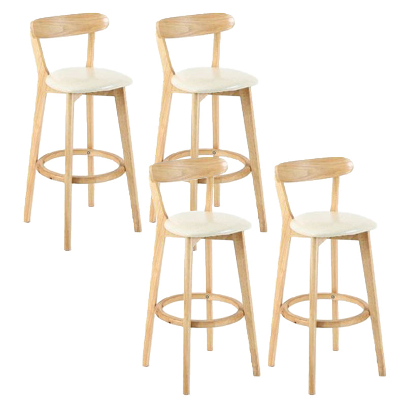 Industrial Backrest Armless Counter Stool Rubber Wood Bar Stool with Cushion for Cafe Off-White 4 Piece Set Clearhalo 'Bar Furniture' 'Bar Stools' 'bar_stools' 'furn' 'furn_bar_stools' 'Furniture' 'Kitchen & Dining Furniture' 6832751