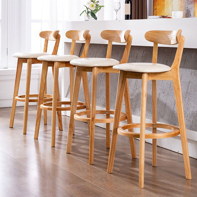 Industrial Backrest Armless Counter Stool Rubber Wood Bar Stool with Cushion for Cafe Clearhalo 'Bar Furniture' 'Bar Stools' 'bar_stools' 'furn' 'furn_bar_stools' 'Furniture' 'Kitchen & Dining Furniture' 6832752