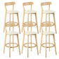 Industrial Backrest Armless Counter Stool Rubber Wood Bar Stool with Cushion for Cafe Off-White 6 Piece Set Clearhalo 'Bar Furniture' 'Bar Stools' 'bar_stools' 'furn' 'furn_bar_stools' 'Furniture' 'Kitchen & Dining Furniture' 6832753