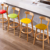 Industrial Backrest Armless Counter Stool Rubber Wood Bar Stool with Cushion for Cafe