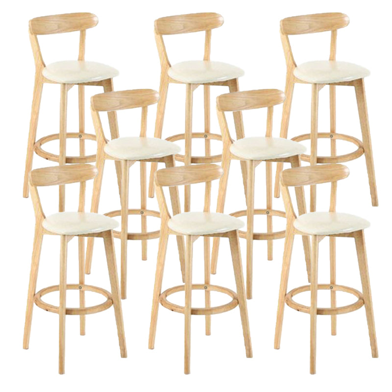 Industrial Backrest Armless Counter Stool Rubber Wood Bar Stool with Cushion for Cafe Off-White 8 Piece Set Clearhalo 'Bar Furniture' 'Bar Stools' 'bar_stools' 'furn' 'furn_bar_stools' 'Furniture' 'Kitchen & Dining Furniture' 6832755