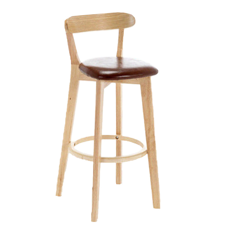 Industrial Backrest Armless Counter Stool Rubber Wood Bar Stool with Cushion for Cafe Brown 1 Piece Clearhalo 'Bar Furniture' 'Bar Stools' 'bar_stools' 'furn' 'furn_bar_stools' 'Furniture' 'Kitchen & Dining Furniture' 6832757