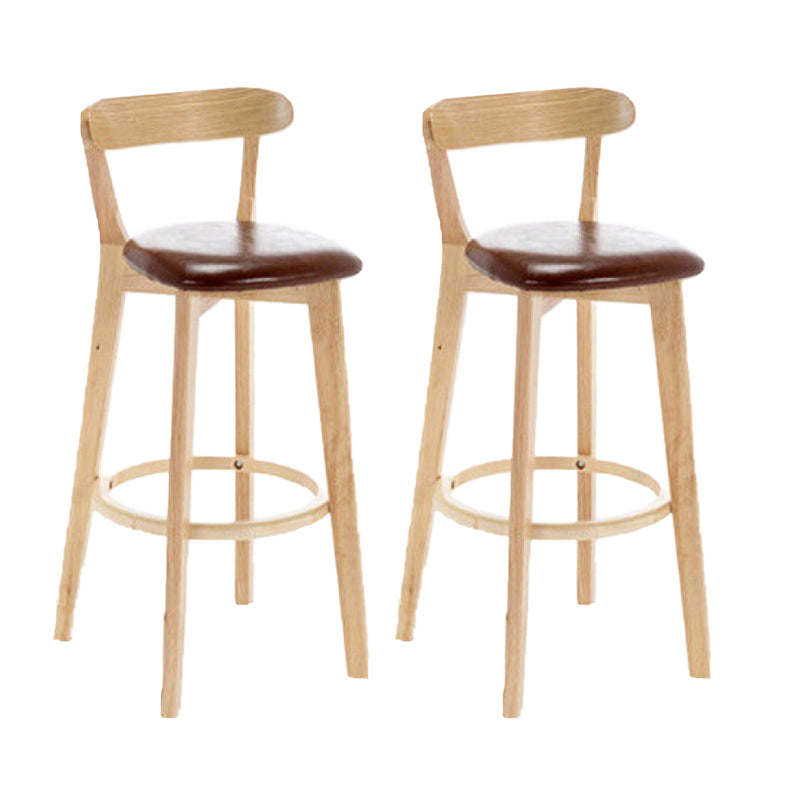 Industrial Backrest Armless Counter Stool Rubber Wood Bar Stool with Cushion for Cafe Brown 2 Piece Set Clearhalo 'Bar Furniture' 'Bar Stools' 'bar_stools' 'furn' 'furn_bar_stools' 'Furniture' 'Kitchen & Dining Furniture' 6832758