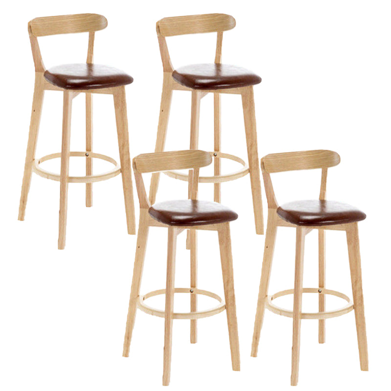 Industrial Backrest Armless Counter Stool Rubber Wood Bar Stool with Cushion for Cafe Brown 4 Piece Set Clearhalo 'Bar Furniture' 'Bar Stools' 'bar_stools' 'furn' 'furn_bar_stools' 'Furniture' 'Kitchen & Dining Furniture' 6832759