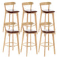 Industrial Backrest Armless Counter Stool Rubber Wood Bar Stool with Cushion for Cafe Brown 6 Piece Set Clearhalo 'Bar Furniture' 'Bar Stools' 'bar_stools' 'furn' 'furn_bar_stools' 'Furniture' 'Kitchen & Dining Furniture' 6832760