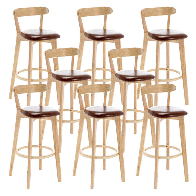 Industrial Backrest Armless Counter Stool Rubber Wood Bar Stool with Cushion for Cafe Brown 8 Piece Set Clearhalo 'Bar Furniture' 'Bar Stools' 'bar_stools' 'furn' 'furn_bar_stools' 'Furniture' 'Kitchen & Dining Furniture' 6832761