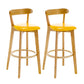 Industrial Backrest Armless Counter Stool Rubber Wood Bar Stool with Cushion for Cafe Light Yellow 2 Piece Set Clearhalo 'Bar Furniture' 'Bar Stools' 'bar_stools' 'furn' 'furn_bar_stools' 'Furniture' 'Kitchen & Dining Furniture' 6832763