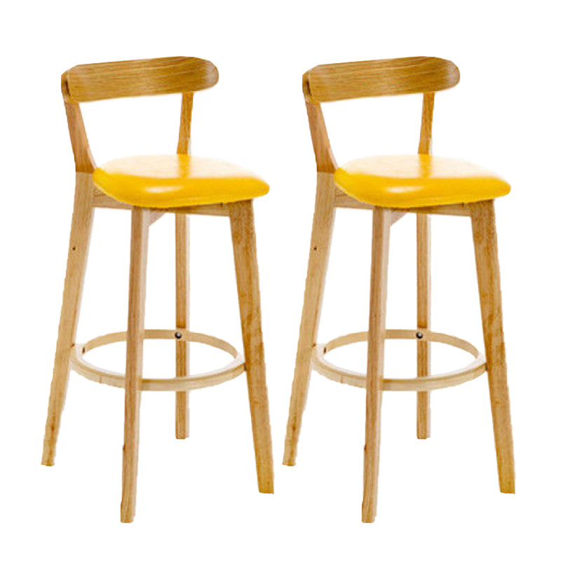 Industrial Backrest Armless Counter Stool Rubber Wood Bar Stool with Cushion for Cafe Light Yellow 2 Piece Set Clearhalo 'Bar Furniture' 'Bar Stools' 'bar_stools' 'furn' 'furn_bar_stools' 'Furniture' 'Kitchen & Dining Furniture' 6832763