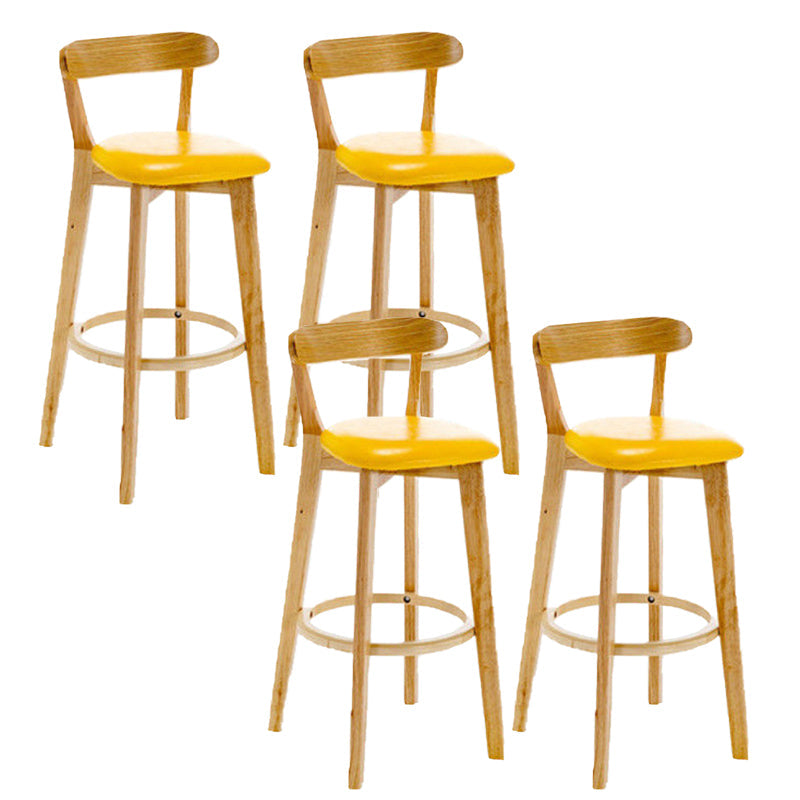 Industrial Backrest Armless Counter Stool Rubber Wood Bar Stool with Cushion for Cafe Light Yellow 4 Piece Set Clearhalo 'Bar Furniture' 'Bar Stools' 'bar_stools' 'furn' 'furn_bar_stools' 'Furniture' 'Kitchen & Dining Furniture' 6832764