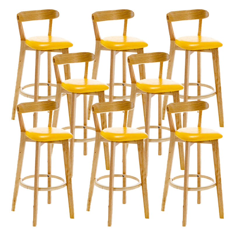 Industrial Backrest Armless Counter Stool Rubber Wood Bar Stool with Cushion for Cafe Light Yellow 8 Piece Set Clearhalo 'Bar Furniture' 'Bar Stools' 'bar_stools' 'furn' 'furn_bar_stools' 'Furniture' 'Kitchen & Dining Furniture' 6832766