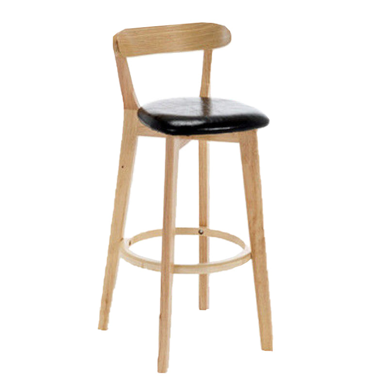 Industrial Backrest Armless Counter Stool Rubber Wood Bar Stool with Cushion for Cafe Black 1 Piece Clearhalo 'Bar Furniture' 'Bar Stools' 'bar_stools' 'furn' 'furn_bar_stools' 'Furniture' 'Kitchen & Dining Furniture' 6832767