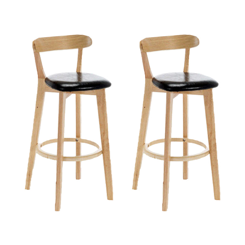 Industrial Backrest Armless Counter Stool Rubber Wood Bar Stool with Cushion for Cafe Black 2 Piece Set Clearhalo 'Bar Furniture' 'Bar Stools' 'bar_stools' 'furn' 'furn_bar_stools' 'Furniture' 'Kitchen & Dining Furniture' 6832768