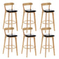 Industrial Backrest Armless Counter Stool Rubber Wood Bar Stool with Cushion for Cafe Black 6 Piece Set Clearhalo 'Bar Furniture' 'Bar Stools' 'bar_stools' 'furn' 'furn_bar_stools' 'Furniture' 'Kitchen & Dining Furniture' 6832770