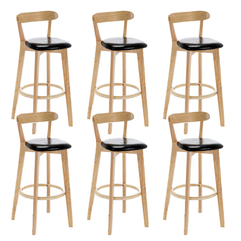 Industrial Backrest Armless Counter Stool Rubber Wood Bar Stool with Cushion for Cafe Black 6 Piece Set Clearhalo 'Bar Furniture' 'Bar Stools' 'bar_stools' 'furn' 'furn_bar_stools' 'Furniture' 'Kitchen & Dining Furniture' 6832770