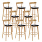 Industrial Backrest Armless Counter Stool Rubber Wood Bar Stool with Cushion for Cafe Black 8 Piece Set Clearhalo 'Bar Furniture' 'Bar Stools' 'bar_stools' 'furn' 'furn_bar_stools' 'Furniture' 'Kitchen & Dining Furniture' 6832771