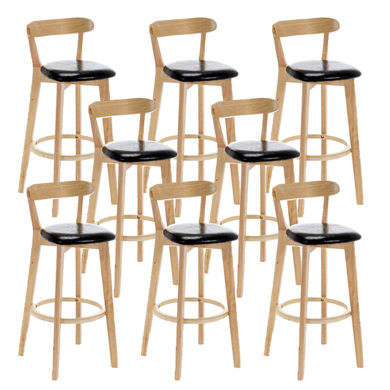 Industrial Backrest Armless Counter Stool Rubber Wood Bar Stool with Cushion for Cafe Black 8 Piece Set Clearhalo 'Bar Furniture' 'Bar Stools' 'bar_stools' 'furn' 'furn_bar_stools' 'Furniture' 'Kitchen & Dining Furniture' 6832771