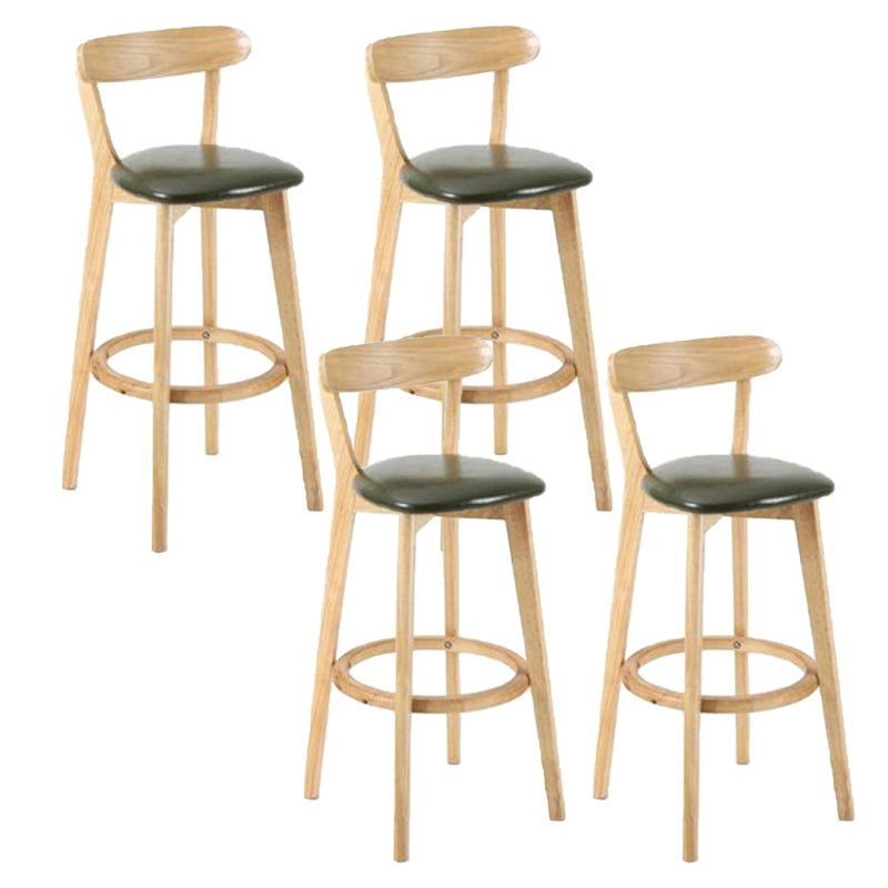 Industrial Backrest Armless Counter Stool Rubber Wood Bar Stool with Cushion for Cafe Army Green 4 Piece Set Clearhalo 'Bar Furniture' 'Bar Stools' 'bar_stools' 'furn' 'furn_bar_stools' 'Furniture' 'Kitchen & Dining Furniture' 6832774