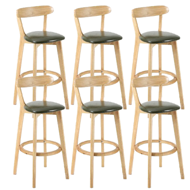 Industrial Backrest Armless Counter Stool Rubber Wood Bar Stool with Cushion for Cafe Army Green 6 Piece Set Clearhalo 'Bar Furniture' 'Bar Stools' 'bar_stools' 'furn' 'furn_bar_stools' 'Furniture' 'Kitchen & Dining Furniture' 6832775